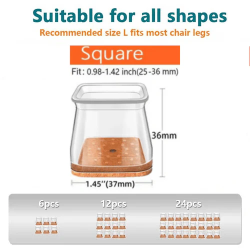 Square Chair Leg Protectors for Hardwood Floor Fits All Shape Chair Mat for Wood and Tile Floors. - Image 9