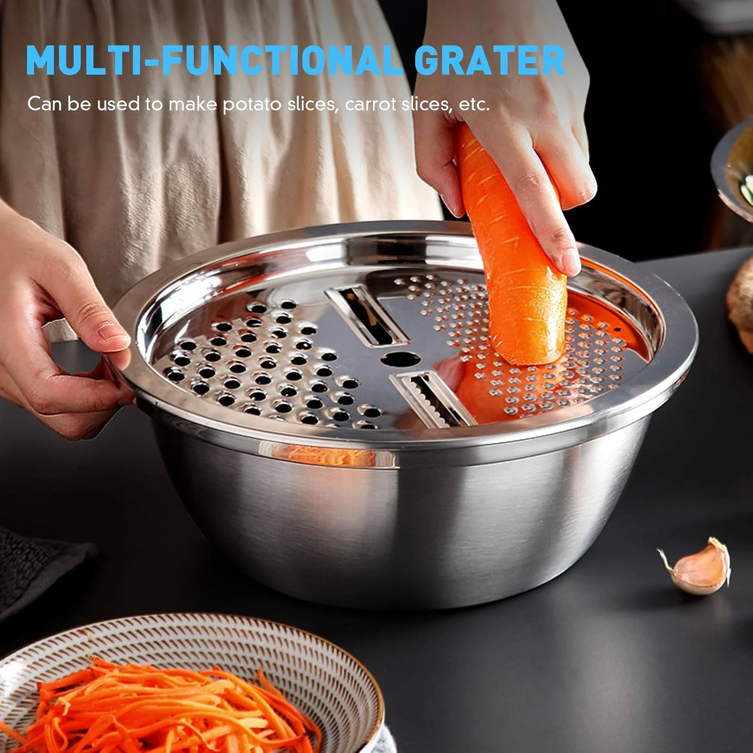 Stainless Steel Grater with Drain Basket🥕🥗 - Image 6
