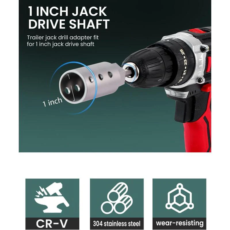 Stainless Steel Trailer Jack Electric Drill Adapter - Image 8