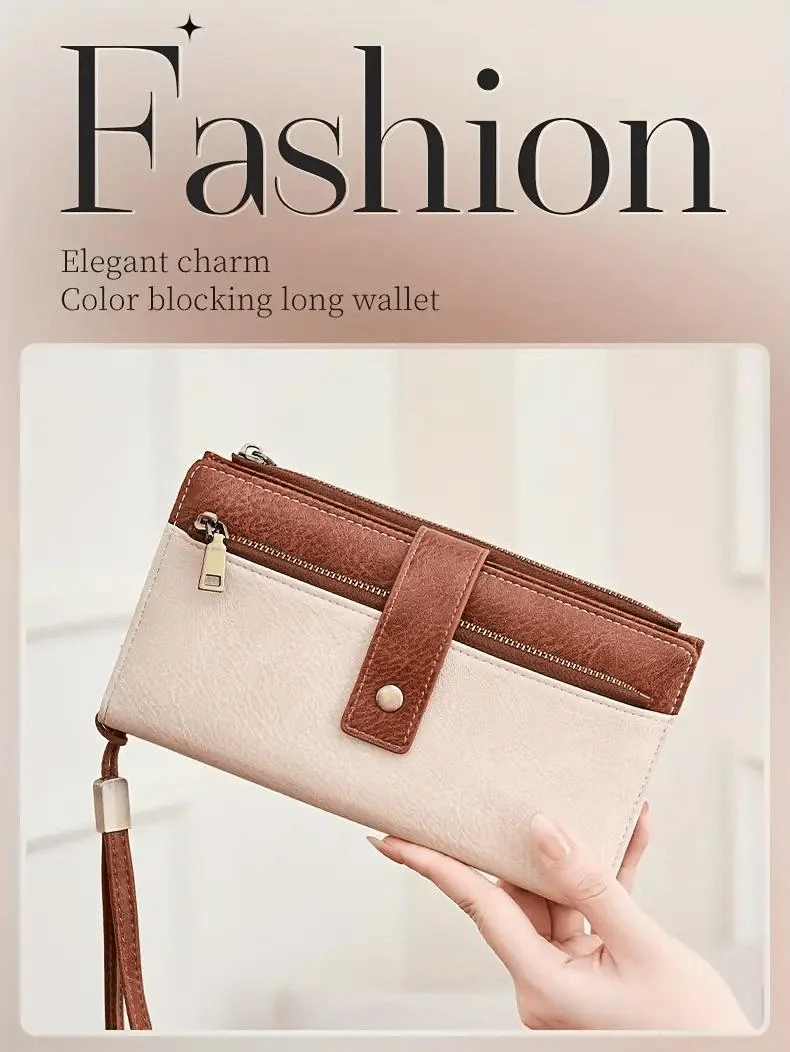 Women's long wallet, stylish clutch, elegant solid color RFID blocking leather wallet👛 - Image 10