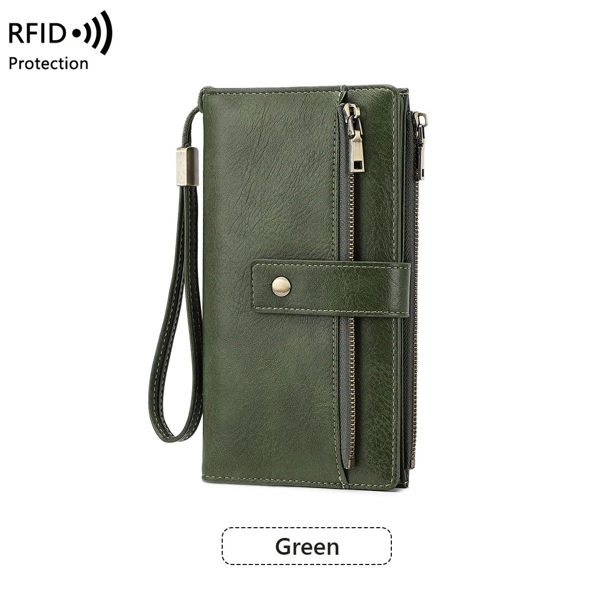 Women's long wallet, stylish clutch, elegant solid color RFID blocking leather wallet👛 - Image 18