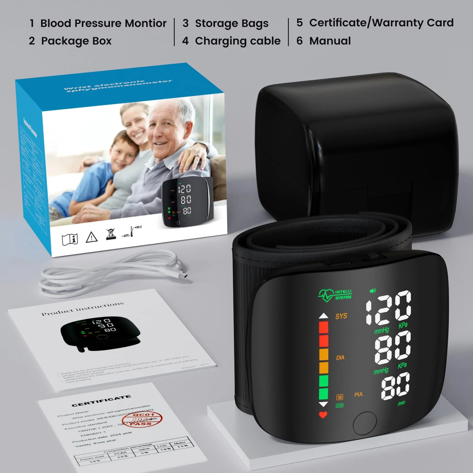 Wrist Blood Pressure Monitor Led Display, Touch Screen Wrist Blood Pressure Cuff - Image 7